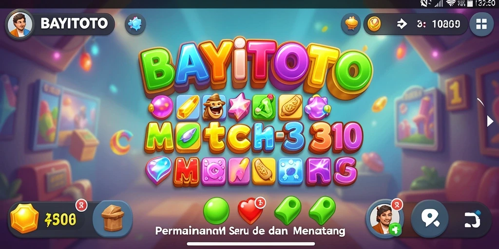 Screenshot utama gameplay BAYITOTO menampilkan keseruan permainan Match-3.